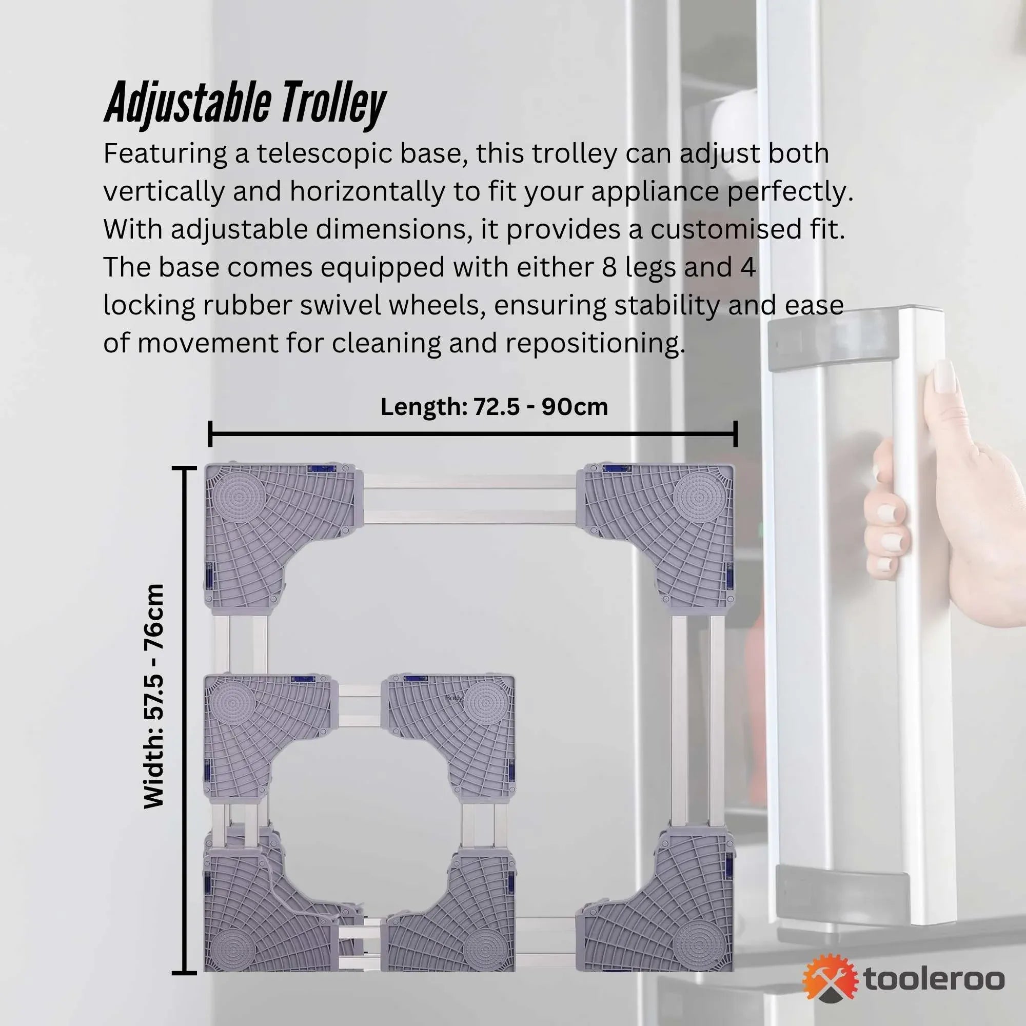 Tooleroo Washing Machine Stand - 300Kg Adjustable Wheeled Fridge Appliance Base V238-SUPDZ-40813536247888