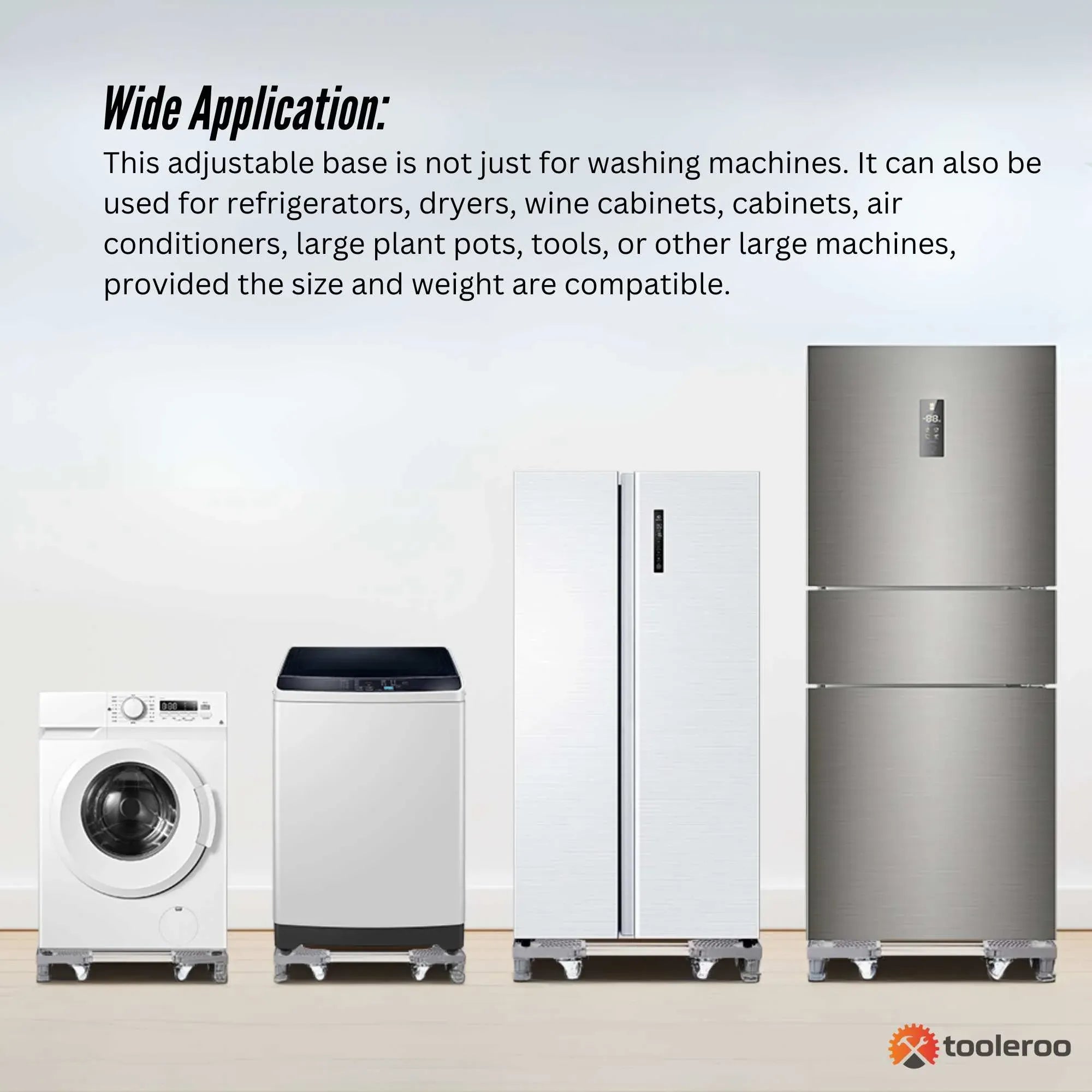Tooleroo Washing Machine Stand - 300Kg Adjustable Wheeled Fridge Appliance Base V238-SUPDZ-40813536247888