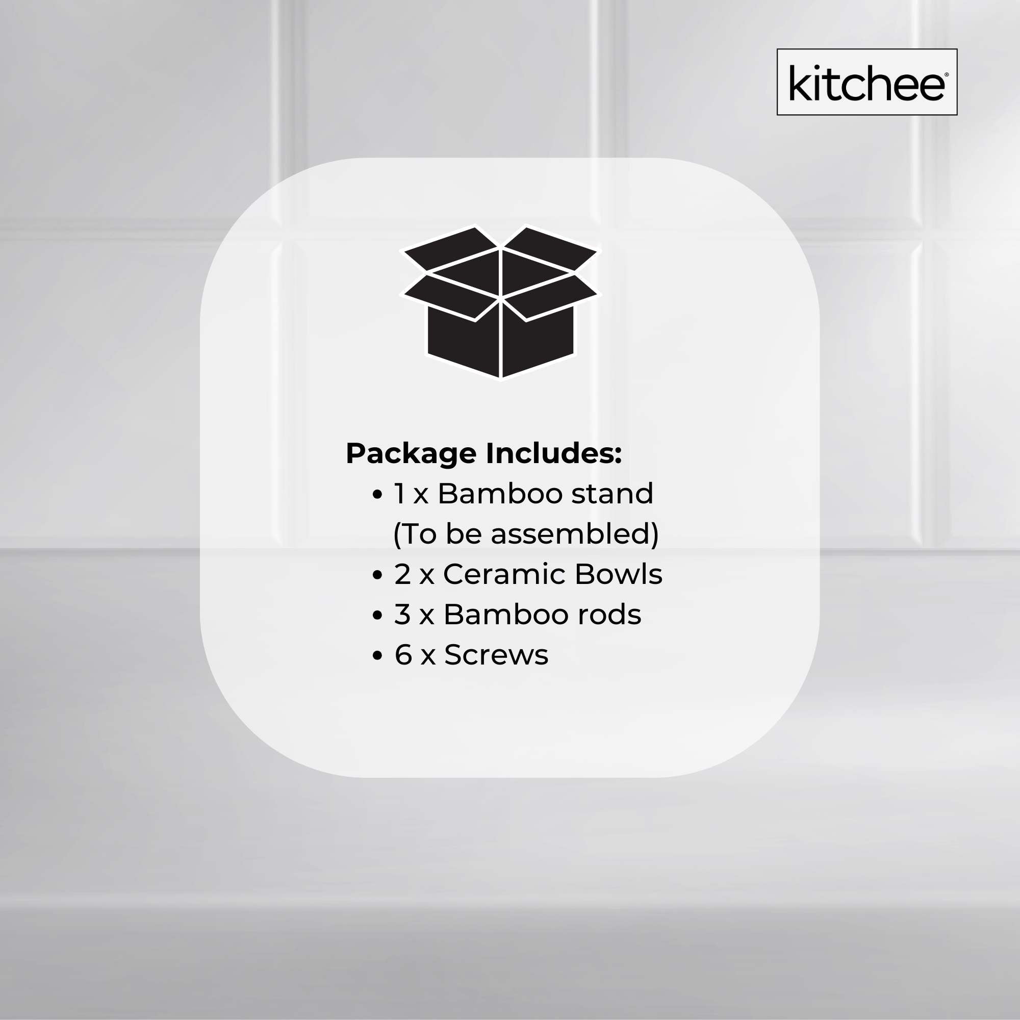 2 Tier Porcelain Fruit Bowl - Ceramic Vegetable Storage With Bamboo Stand V238-SUPDZ-40824930762832