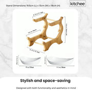 2 Tier Porcelain Fruit Bowl - Ceramic Vegetable Storage With Bamboo Stand V238-SUPDZ-40824930762832