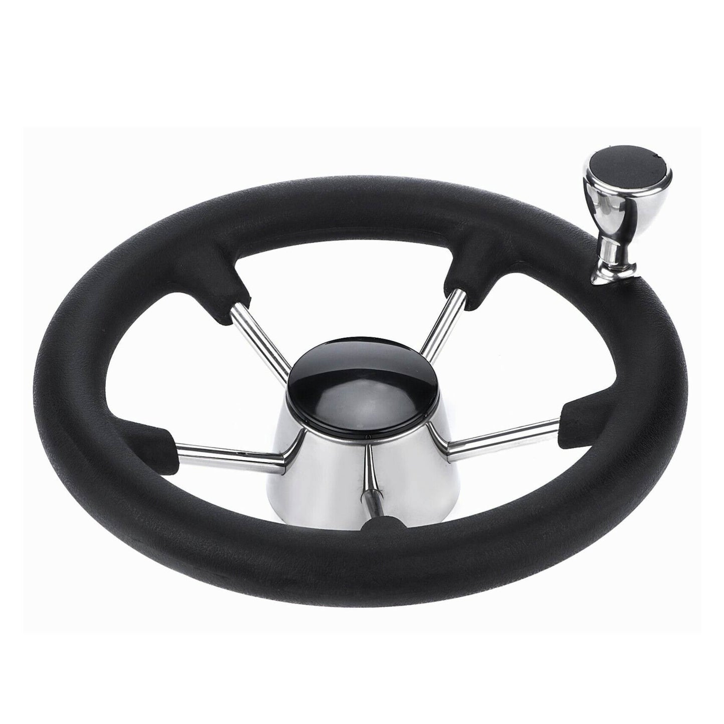 13.5" Boat Steering Wheel With Grip Cover - Stainless Steel 3/4" 5 Spoke With Knob V238-SUPDZ-40824956715088