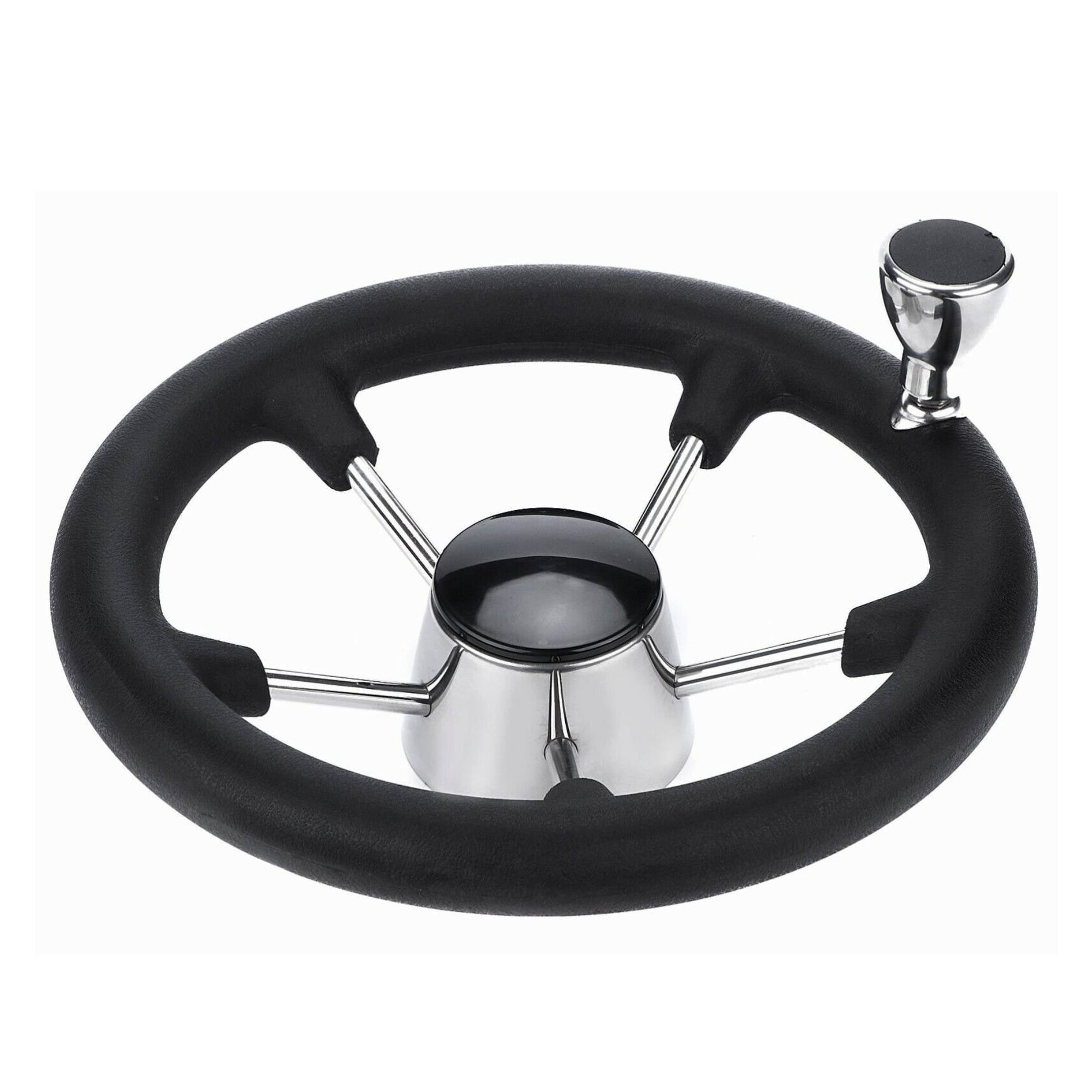 13.5" Boat Steering Wheel With Grip Cover - Stainless Steel 3/4" 5 Spoke With Knob V238-SUPDZ-40824956715088