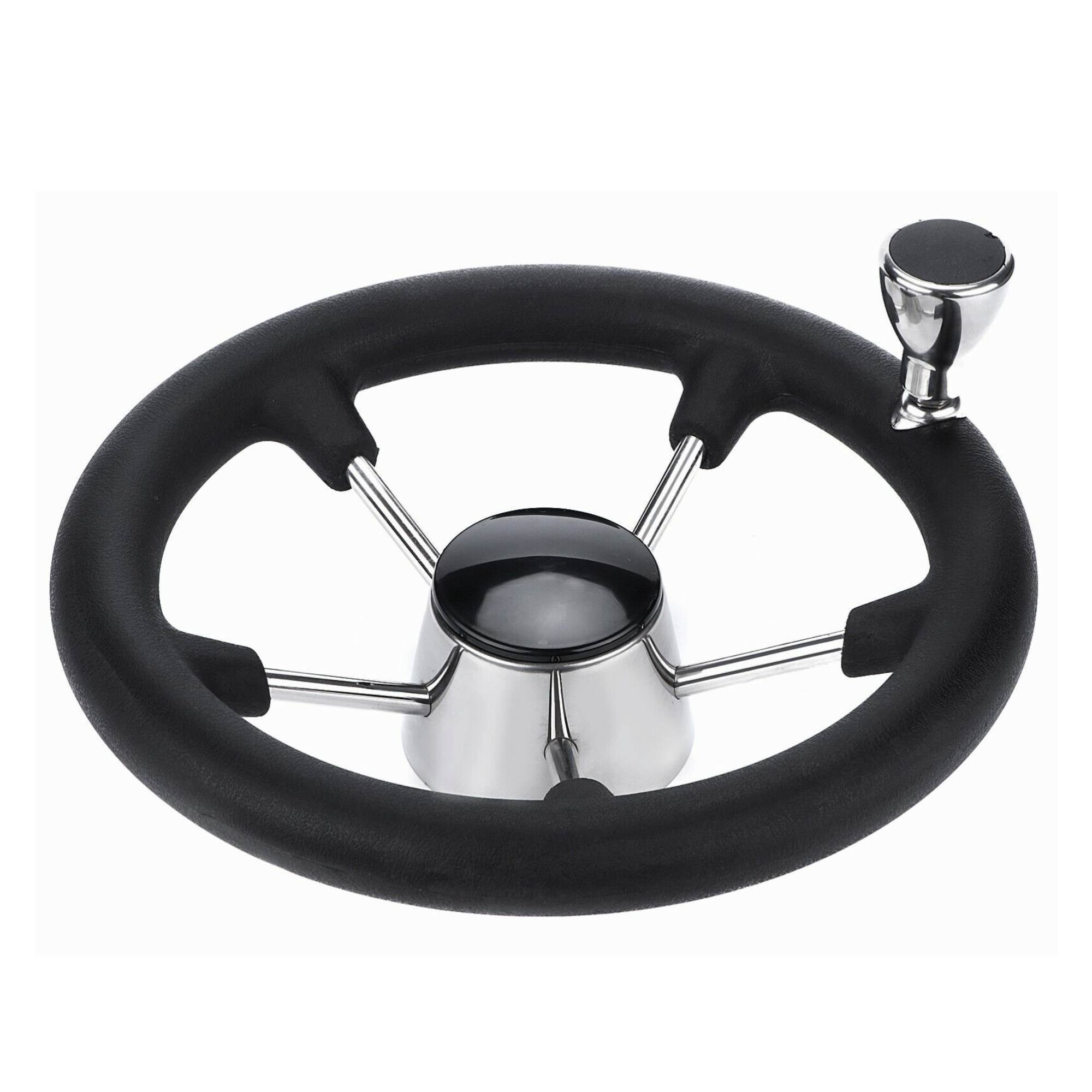 13.5" Boat Steering Wheel With Grip Cover - Stainless Steel 3/4" 5 Spoke With Knob V238-SUPDZ-40824956715088