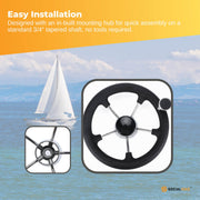 13.5" Boat Steering Wheel With Grip Cover - Stainless Steel 3/4" 5 Spoke With Knob V238-SUPDZ-40824956715088