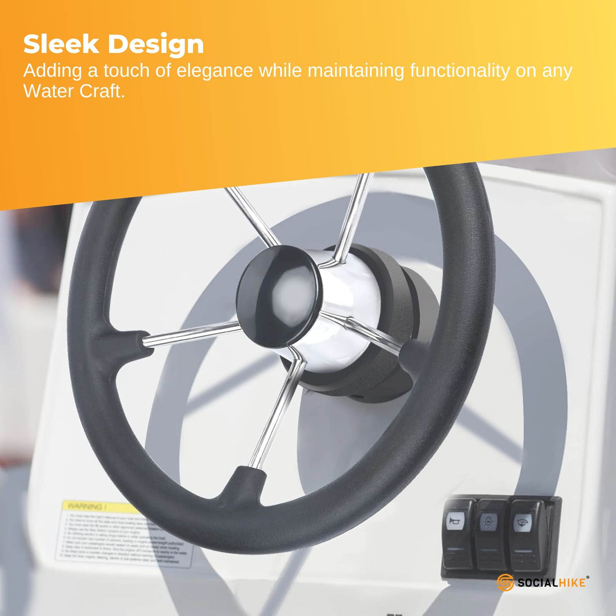 13.5" Boat Steering Wheel With Grip Cover - Stainless Steel 3/4" 5 Spoke With Knob V238-SUPDZ-40824956715088