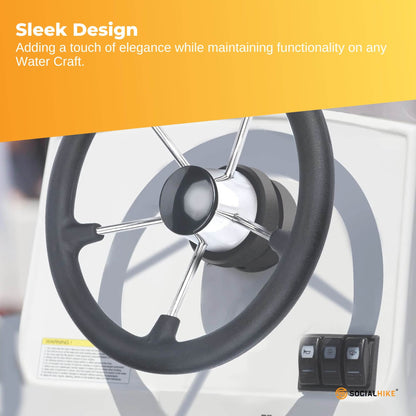 13.5" Boat Steering Wheel With Grip Cover - Stainless Steel 3/4" 5 Spoke With Knob V238-SUPDZ-40824956715088
