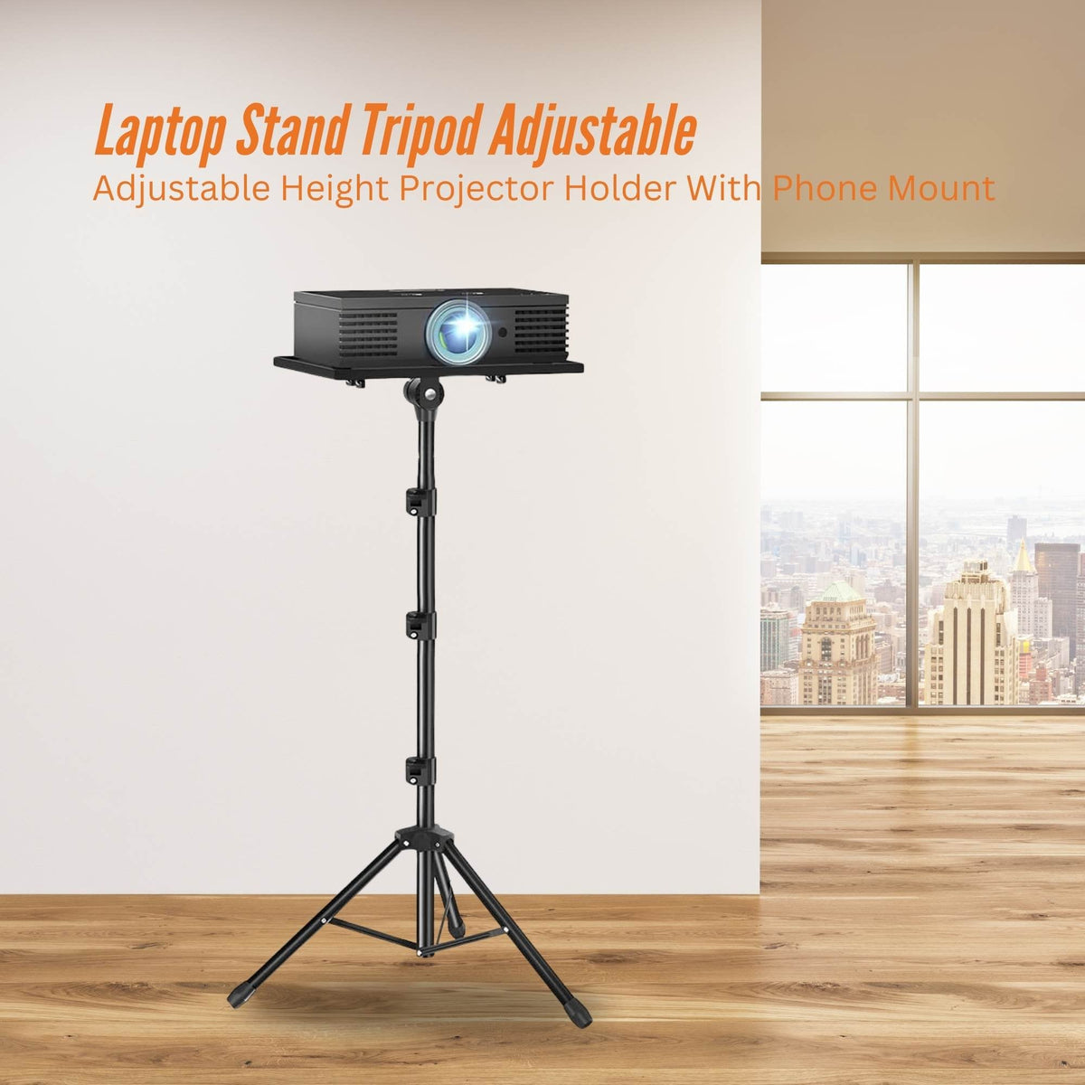 Laptop Stand Tripod - Adjustable Height Projector Holder With Phone Mount V238-SUPDZ-40827214594128