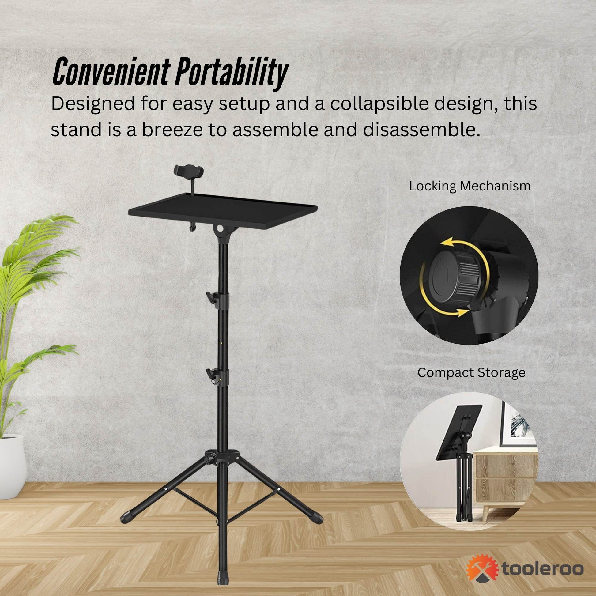Laptop Stand Tripod - Adjustable Height Projector Holder With Phone Mount V238-SUPDZ-40827214594128