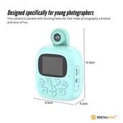 Kids Rechargeable Instant Print Camera Blue - Digital Thermal Photo Video MP3 V238-SUPDZ-40832487194704