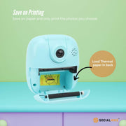 Kids Rechargeable Instant Print Camera Blue - Digital Thermal Photo Video MP3 V238-SUPDZ-40832487194704