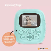 Kids Rechargeable Instant Print Camera Blue - Digital Thermal Photo Video MP3 V238-SUPDZ-40832487194704