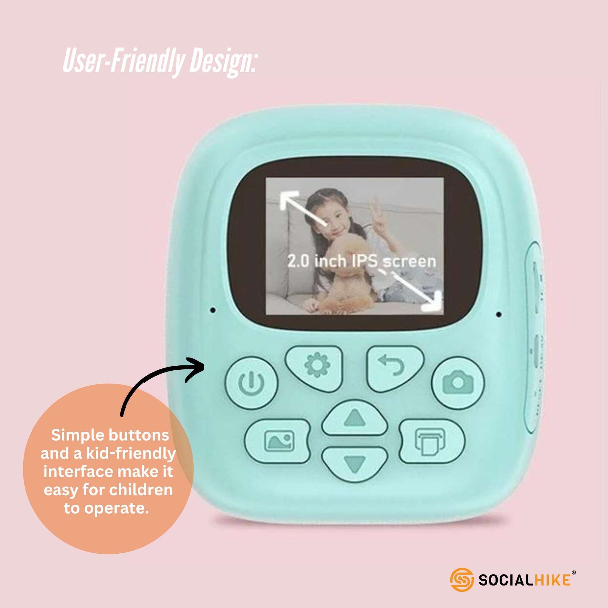 Kids Rechargeable Instant Print Camera Blue - Digital Thermal Photo Video MP3 V238-SUPDZ-40832487194704