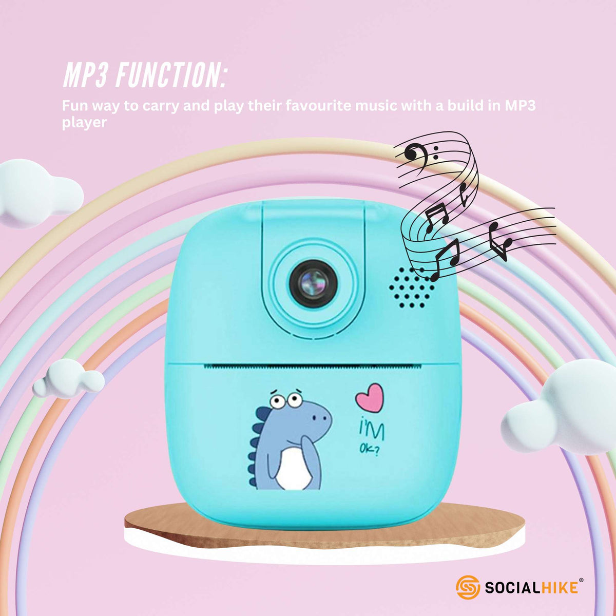 Kids Rechargeable Instant Print Camera Blue - Digital Thermal Photo Video MP3 V238-SUPDZ-40832487194704