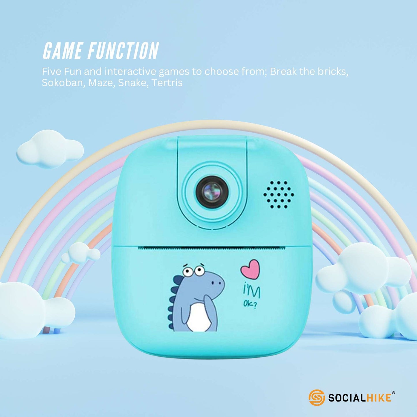 Kids Rechargeable Instant Print Camera Blue - Digital Thermal Photo Video MP3 V238-SUPDZ-40832487194704