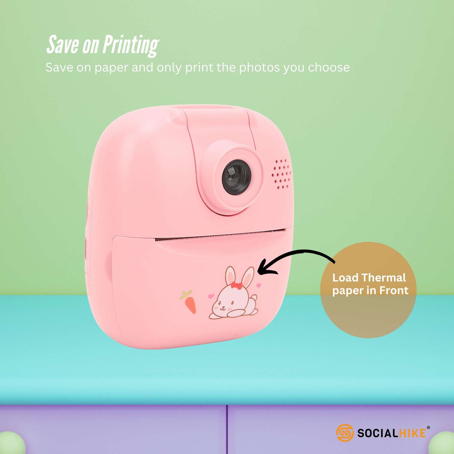 Kids Rechargeable Instant Print Camera Pink - Digital Thermal Photo Video MP3 V238-SUPDZ-40832782696528