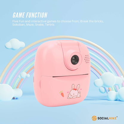 Kids Rechargeable Instant Print Camera Pink - Digital Thermal Photo Video MP3 V238-SUPDZ-40832782696528