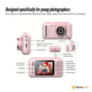Kids HD Digital Camera Pink - Children's Selfie Photo Video 2.4 Inch Screen V238-SUPDZ-40836312465488