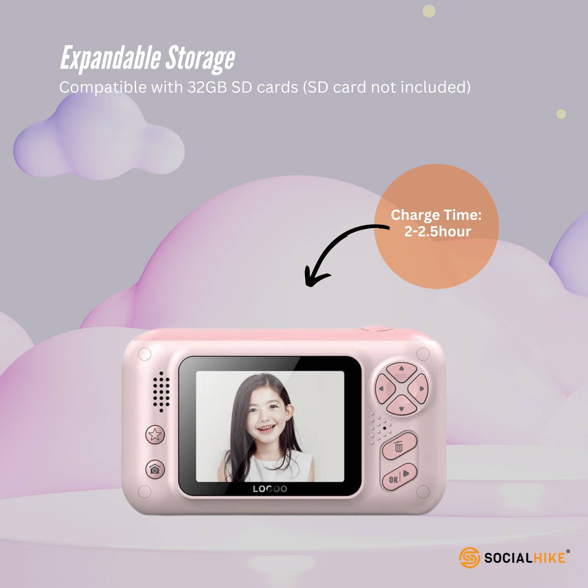 Kids HD Digital Camera Pink - Children's Selfie Photo Video 2.4 Inch Screen V238-SUPDZ-40836312465488