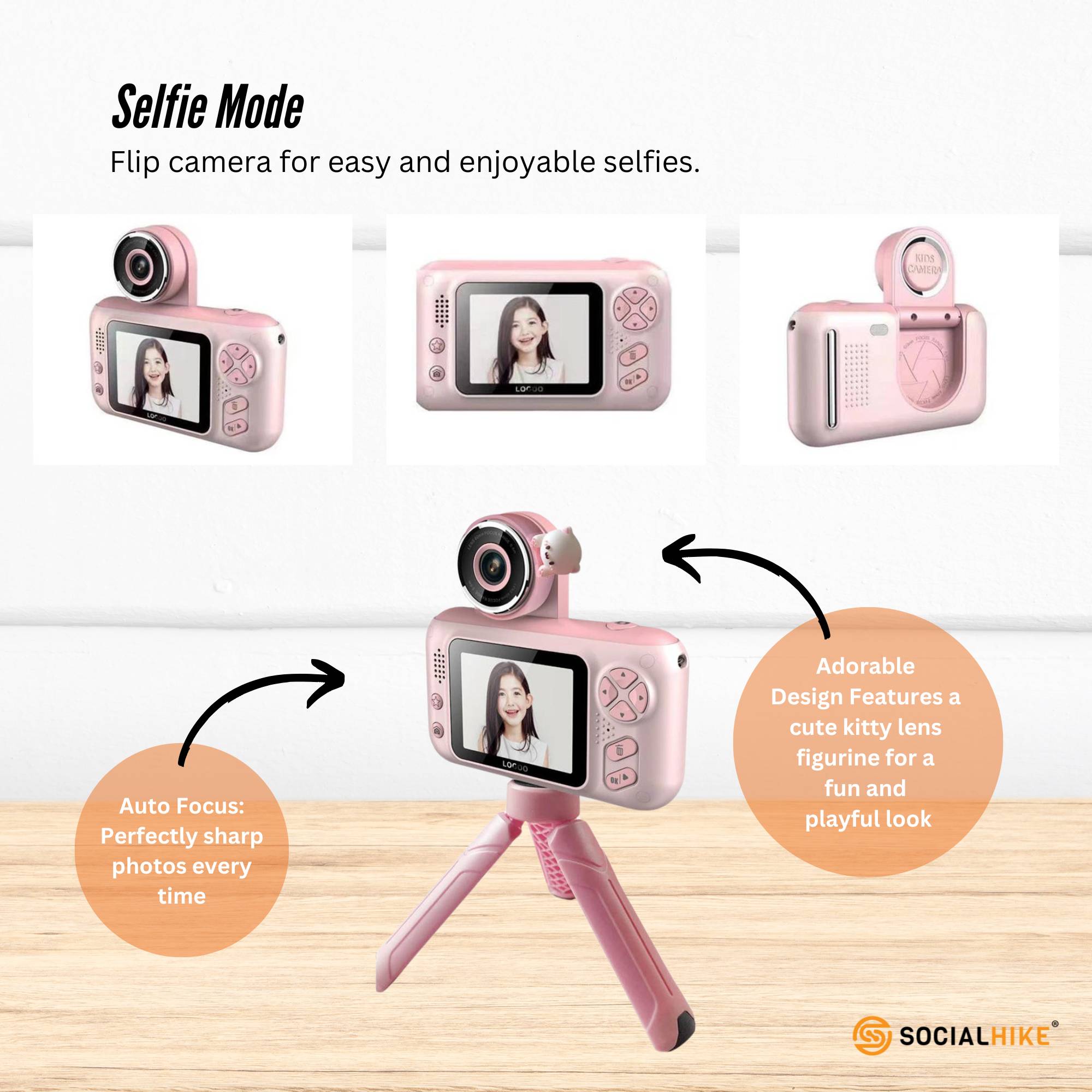 Kids HD Digital Camera Pink - Children's Selfie Photo Video 2.4 Inch Screen V238-SUPDZ-40836312465488