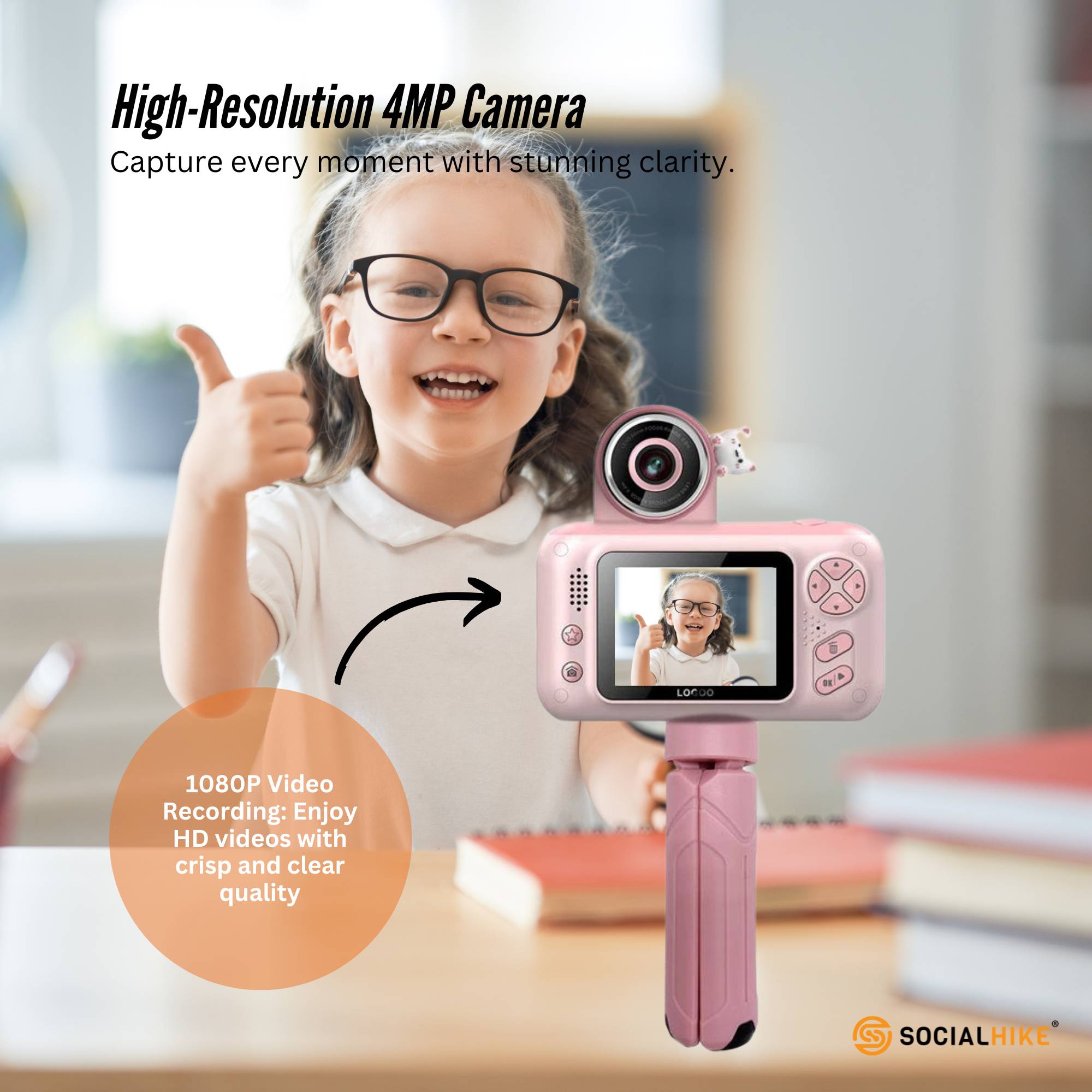 Kids HD Digital Camera Pink - Children's Selfie Photo Video 2.4 Inch Screen V238-SUPDZ-40836312465488