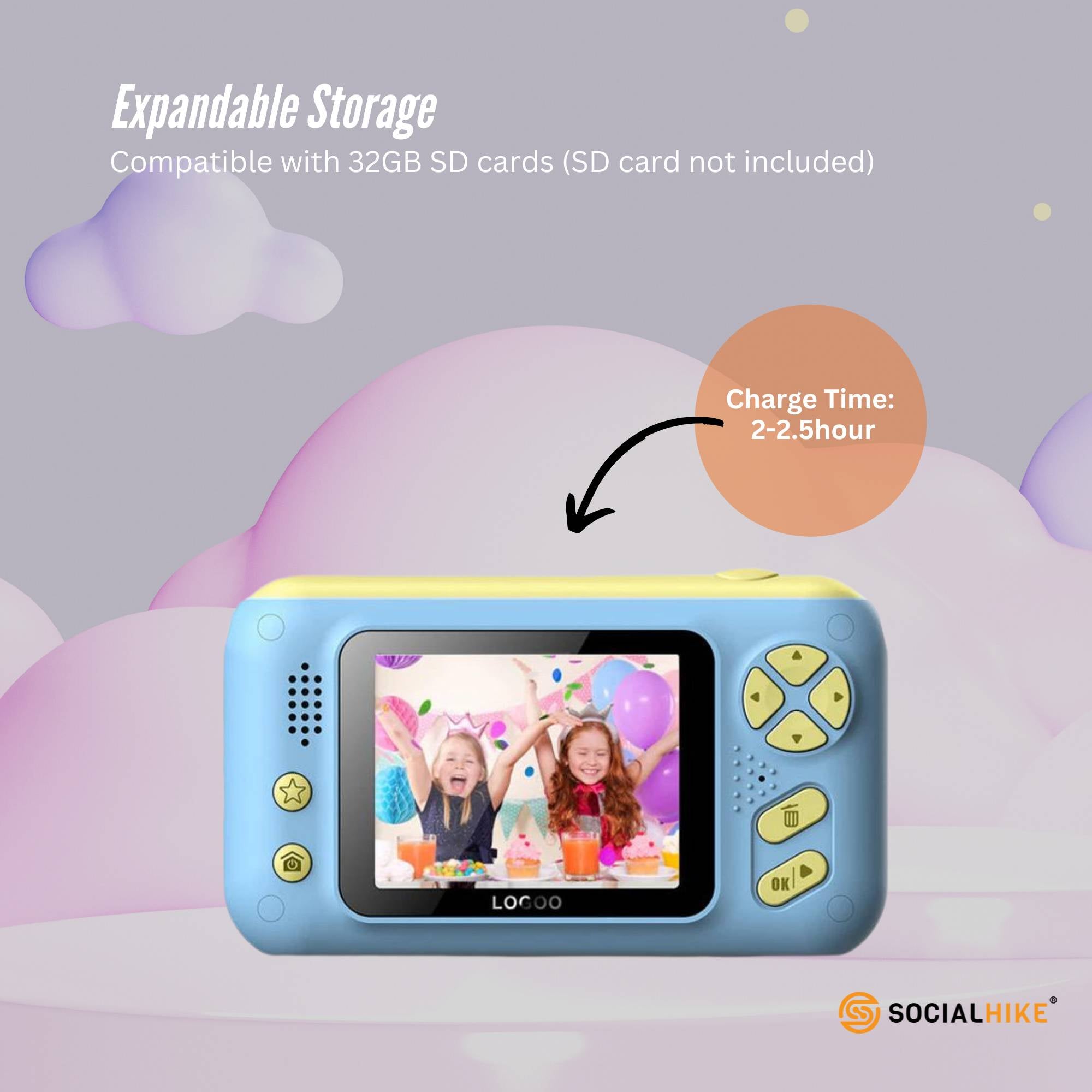 Kids HD Digital Camera Blue - Children's Selfie Photo Video 2.4 Inch Screen V238-SUPDZ-40837733810256
