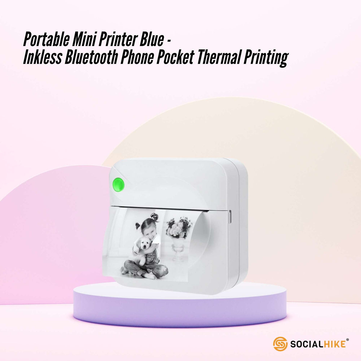 Social Hike Portable Mini Printer White - Inkless Bluetooth Phone Pocket Thermal Printing V238-SUPDZ-40837872287824