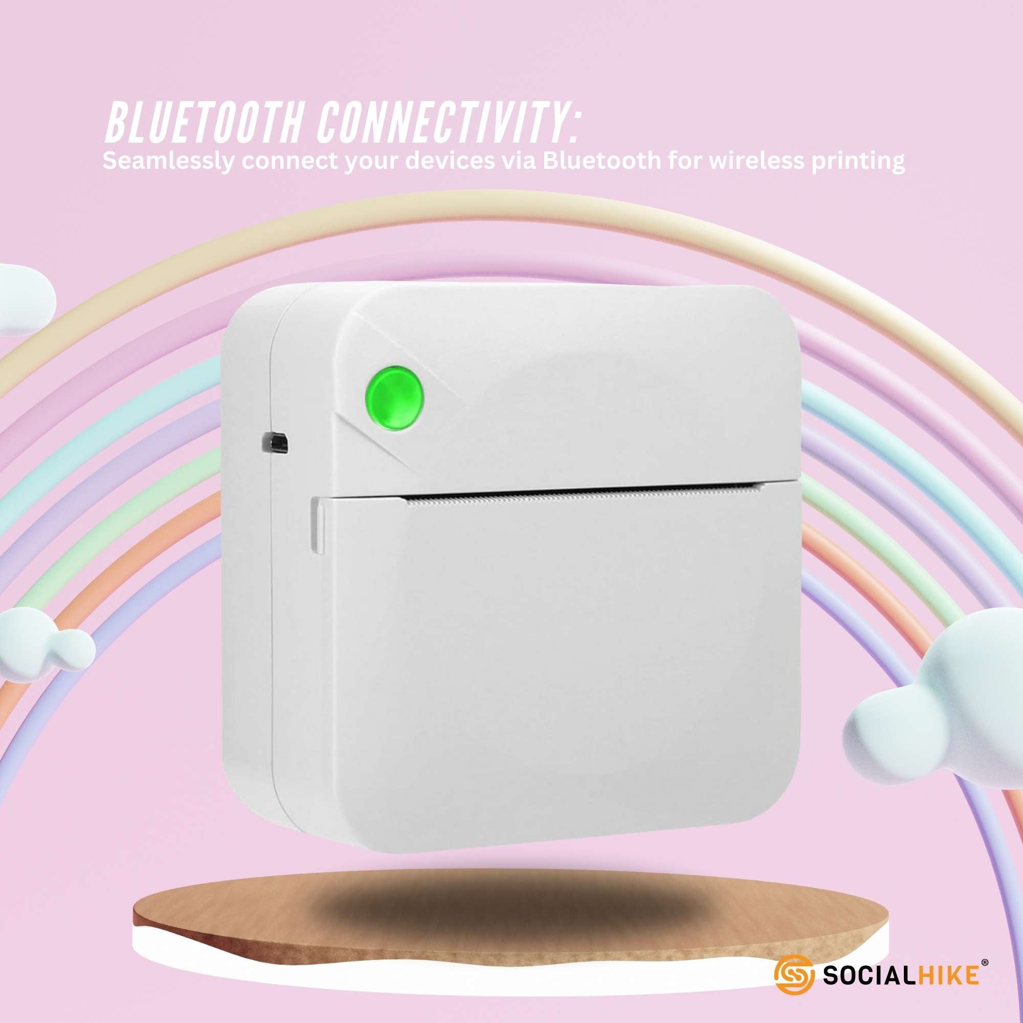 Social Hike Portable Mini Printer White - Inkless Bluetooth Phone Pocket Thermal Printing V238-SUPDZ-40837872287824