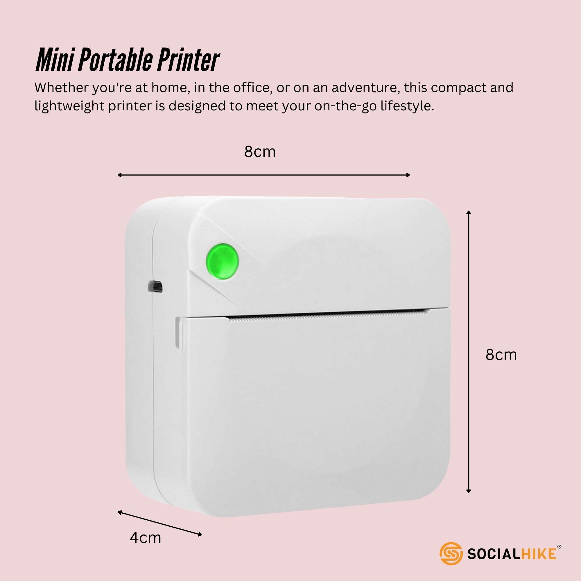 Social Hike Portable Mini Printer White - Inkless Bluetooth Phone Pocket Thermal Printing V238-SUPDZ-40837872287824