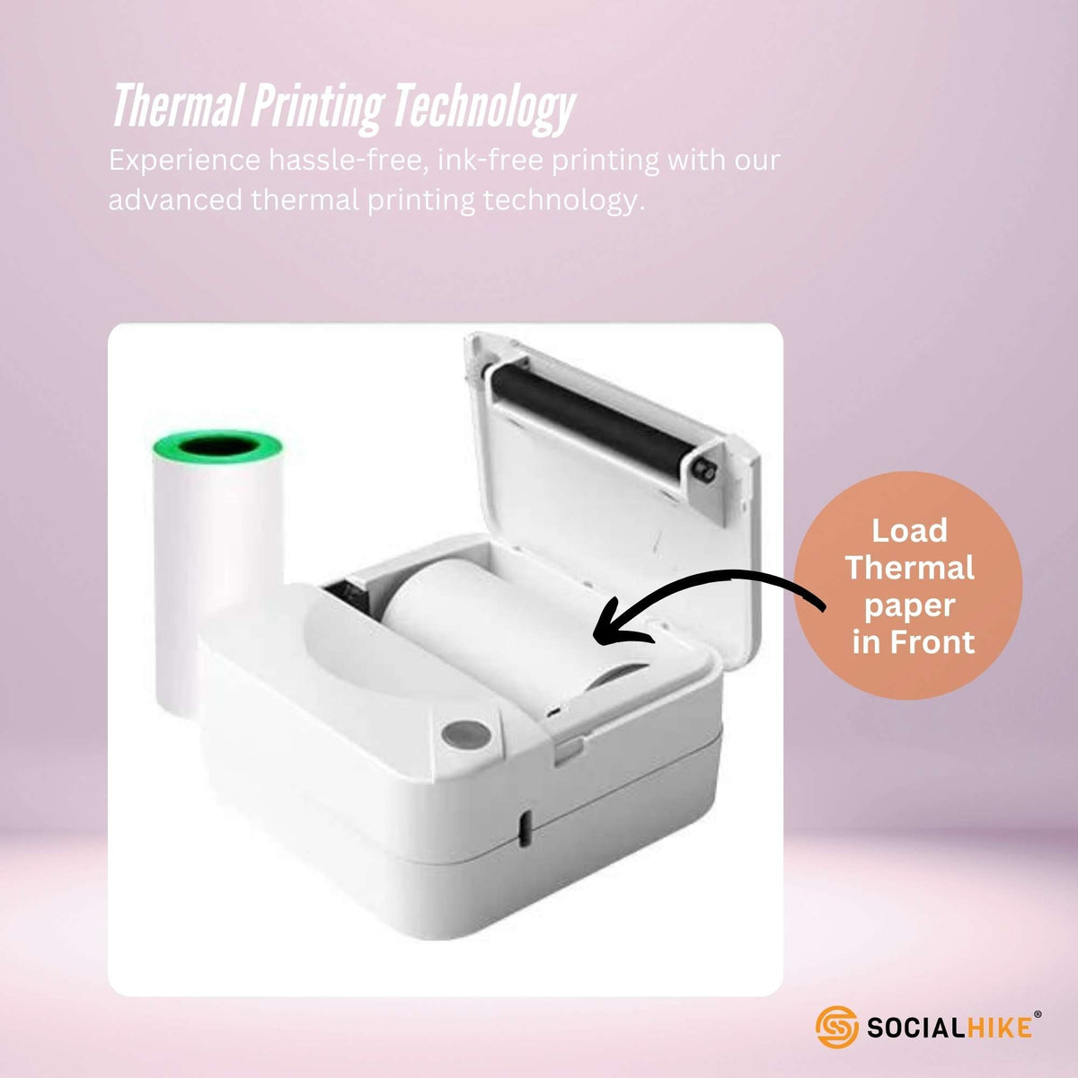 Social Hike Portable Mini Printer White - Inkless Bluetooth Phone Pocket Thermal Printing V238-SUPDZ-40837872287824
