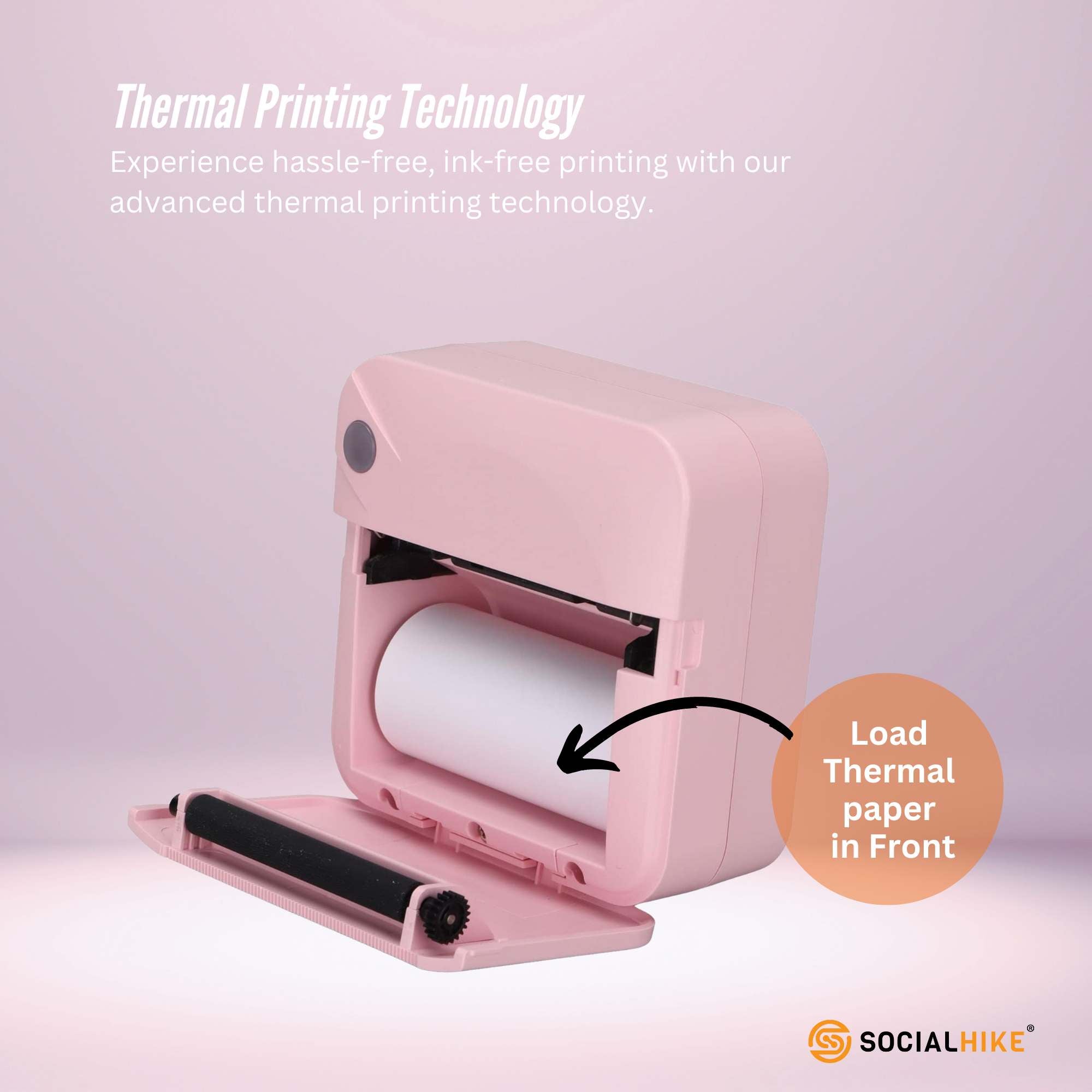 Portable Mini Printer Pink - Inkless Bluetooth Phone Pocket Thermal Printing V238-SUPDZ-40837961810000