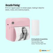 Portable Mini Printer Pink - Inkless Bluetooth Phone Pocket Thermal Printing V238-SUPDZ-40837961810000
