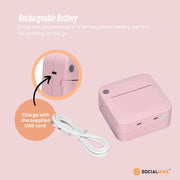 Portable Mini Printer Pink - Inkless Bluetooth Phone Pocket Thermal Printing V238-SUPDZ-40837961810000