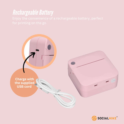Portable Mini Printer Pink - Inkless Bluetooth Phone Pocket Thermal Printing V238-SUPDZ-40837961810000