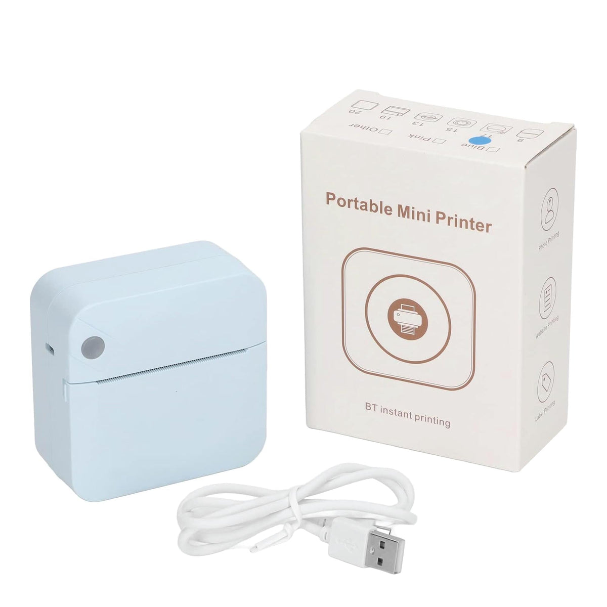 Portable Mini Printer Blue - Inkless Bluetooth Phone Pocket Thermal Printing V238-SUPDZ-40837968920656
