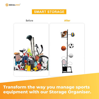 Sports Equipment Storage Rack - Vertical Ball Organiser Basketball Garage Stand V238-SUPDZ-40838091931728