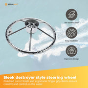 13.5" Boat Stainless Steel Steering Wheel - 5 Spoke with Knob For 3/4" Shaft V238-SUPDZ-40838175195216