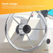 13.5" Boat Stainless Steel Steering Wheel - 5 Spoke with Knob For 3/4" Shaft V238-SUPDZ-40838175195216
