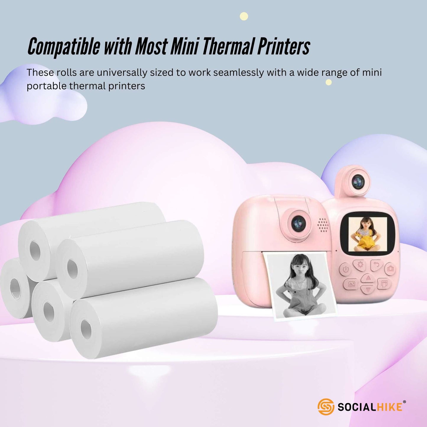 Social Hike 5 Pack Thermal Paper Camera Rolls - Instant Print Printer Refill V238-SUPDZ-40862877155408