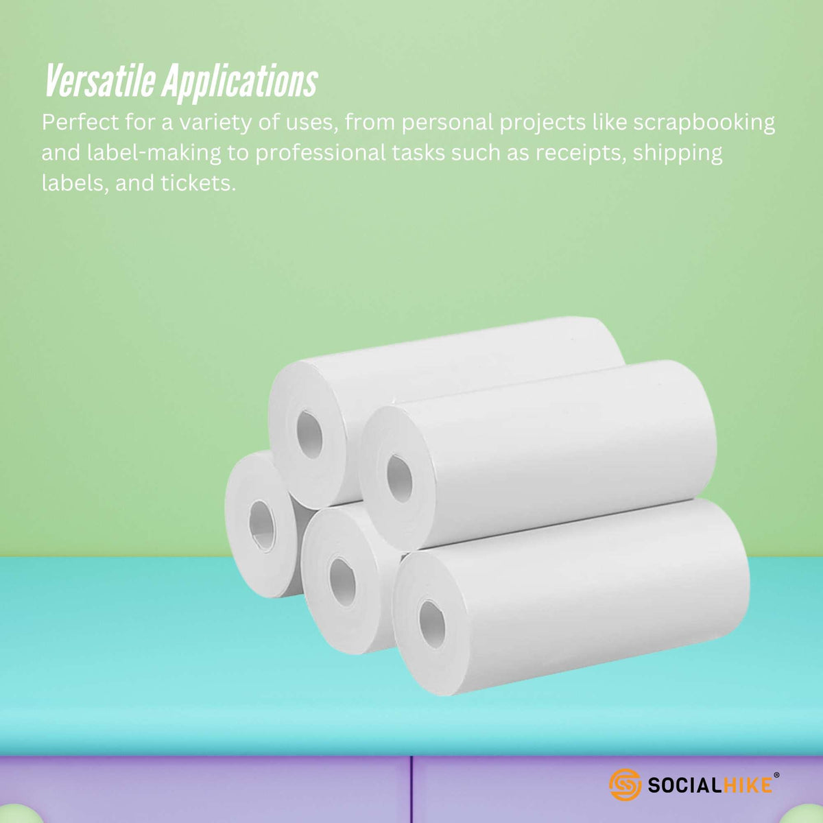 Social Hike 5 Pack Thermal Paper Camera Rolls - Instant Print Printer Refill V238-SUPDZ-40862877155408