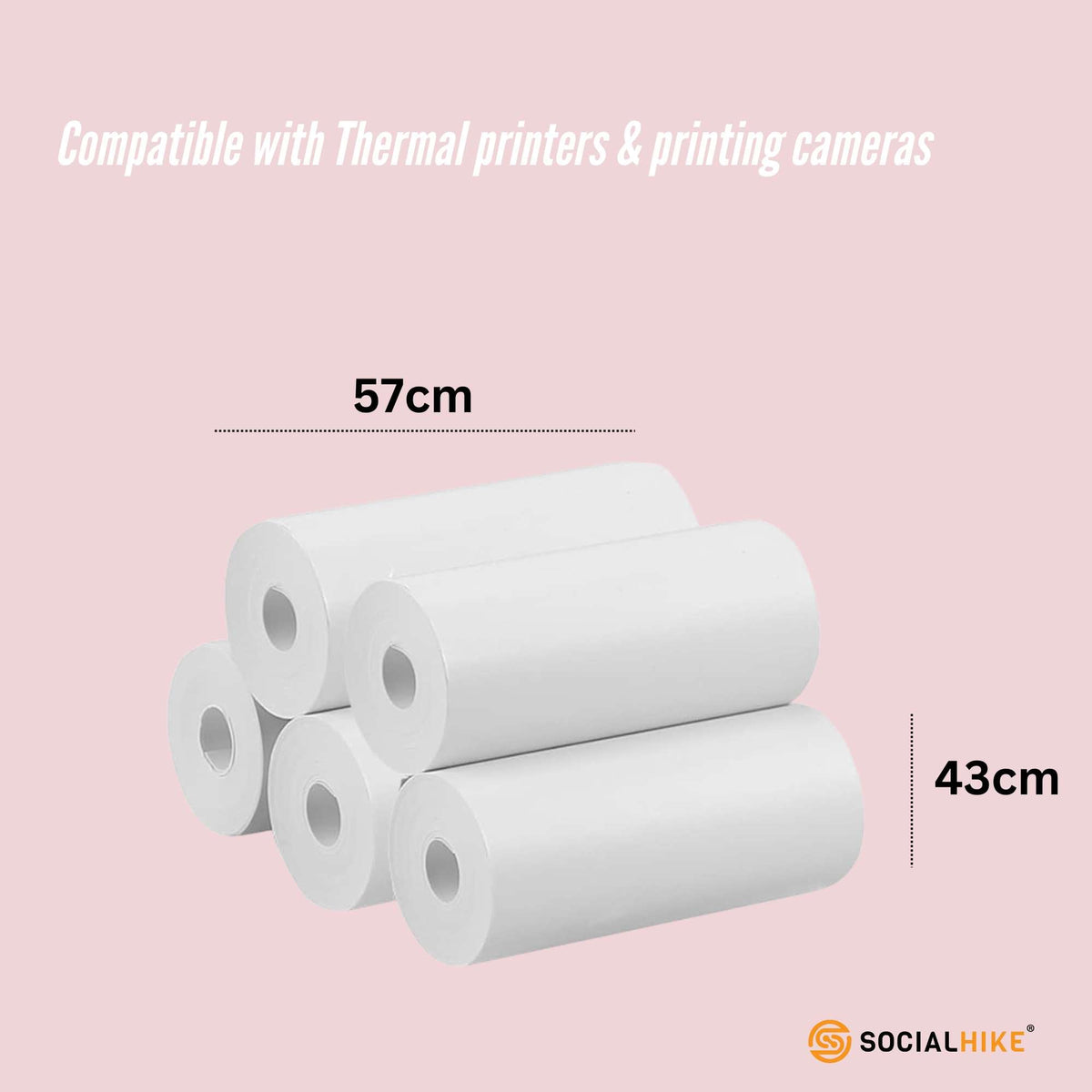Social Hike 5 Pack Thermal Paper Camera Rolls - Instant Print Printer Refill V238-SUPDZ-40862877155408
