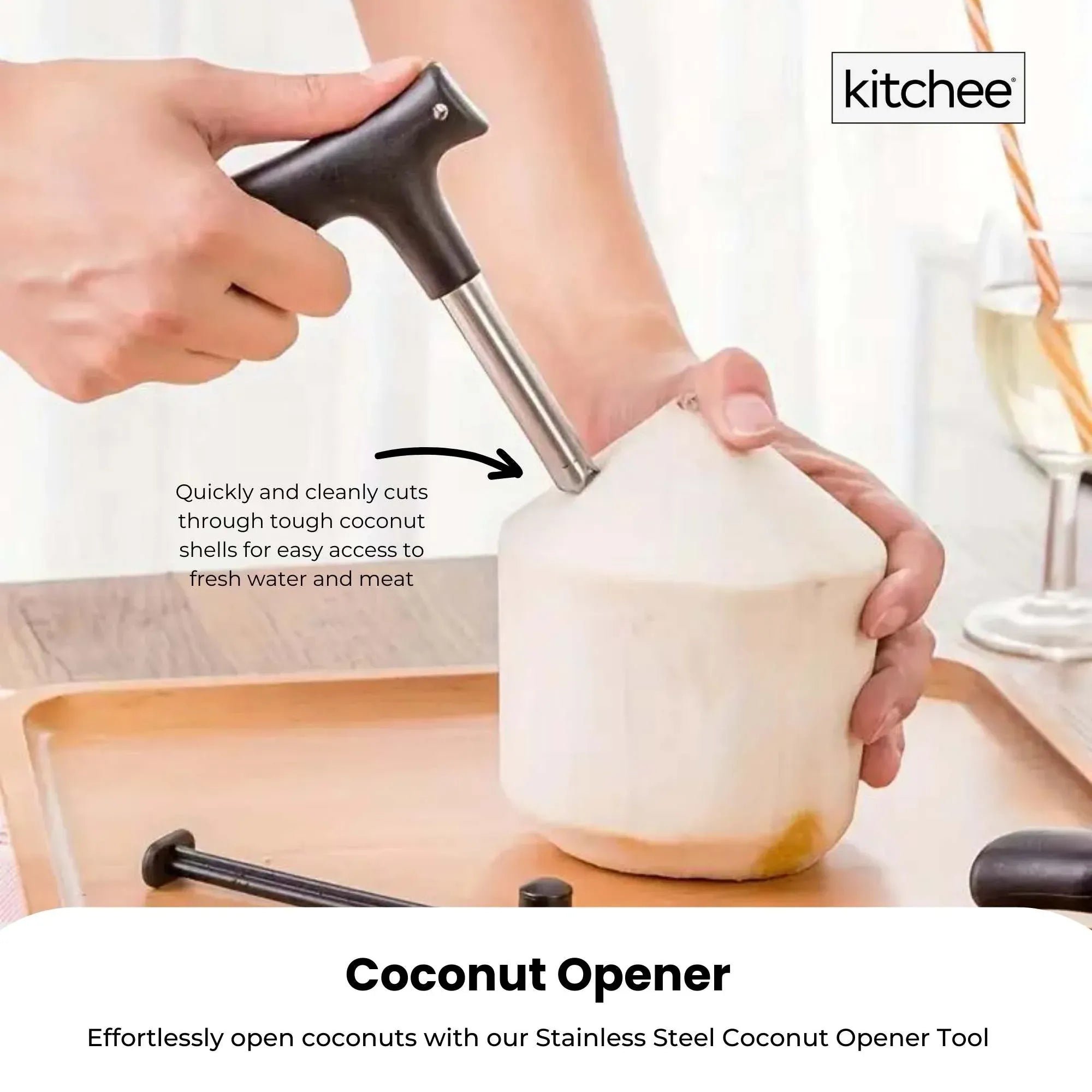 200x Kitchee Coconut Opener - Stainless Steel Hole Punch Kitchen Tool V238-SUPDZ-40862897373264