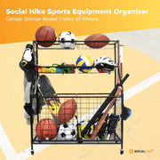 Social Hike Sports Equipment Storage Organiser Trolley on Wheels - Garage Basket V238-SUPDZ-40865350516816
