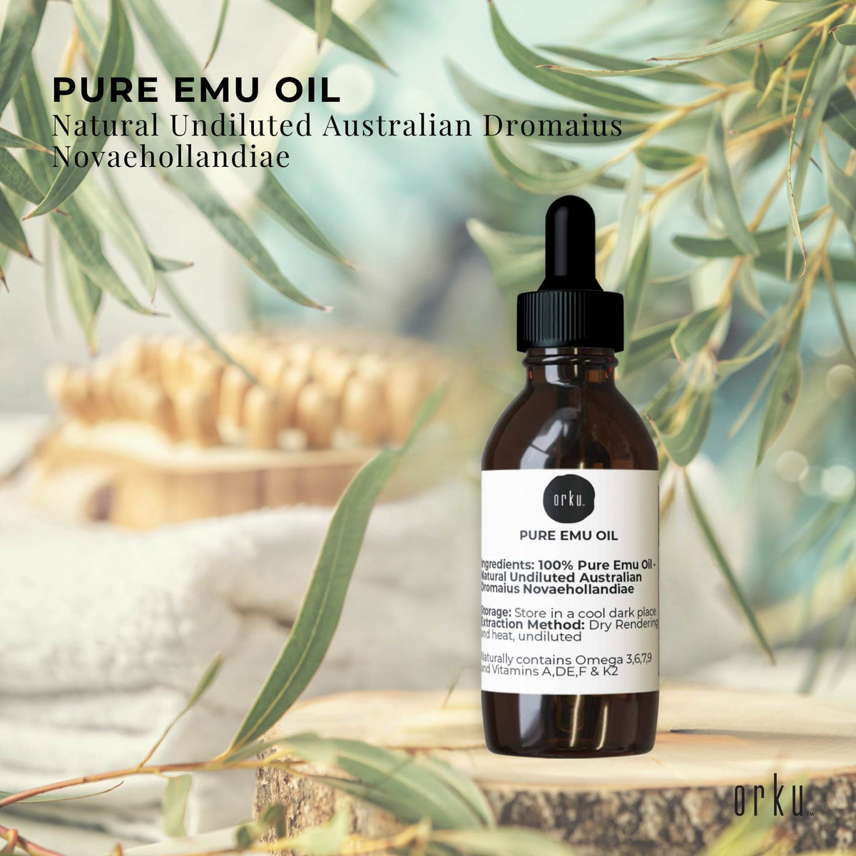 Orku 25ml Pure Emu Oil with Dropper - Undiluted Natural Dromaius Novaehollandiae V238-SUPDZ-40881374036048