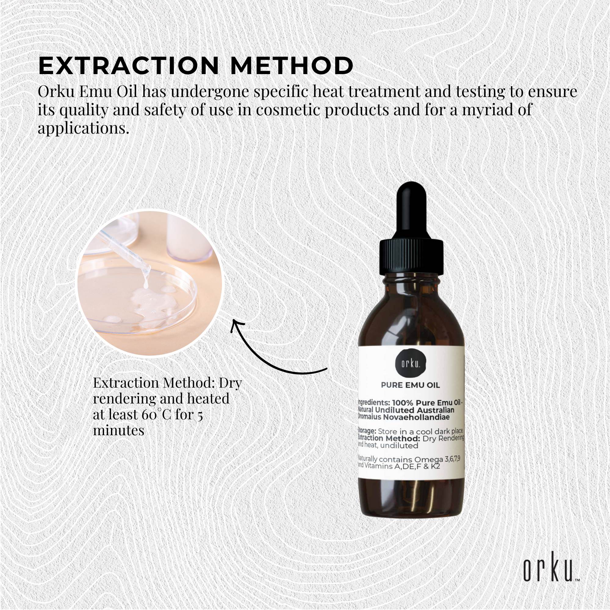 Orku 25ml Pure Emu Oil with Dropper - Undiluted Natural Dromaius Novaehollandiae V238-SUPDZ-40881374036048