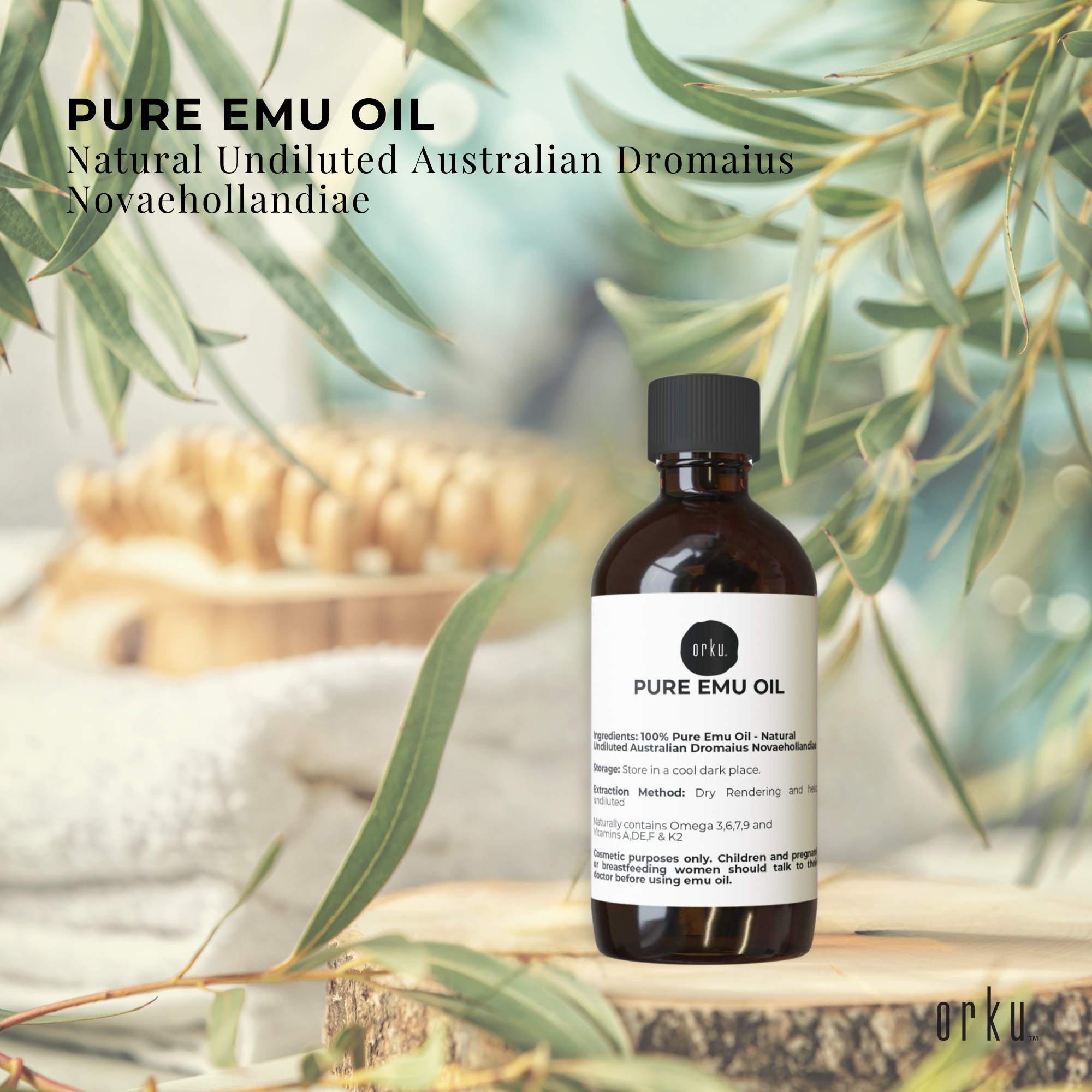 Orku 100ml Pure Emu Oil - Natural Undiluted Australian Dromaius Novaehollandiae V238-SUPDZ-40881376591952