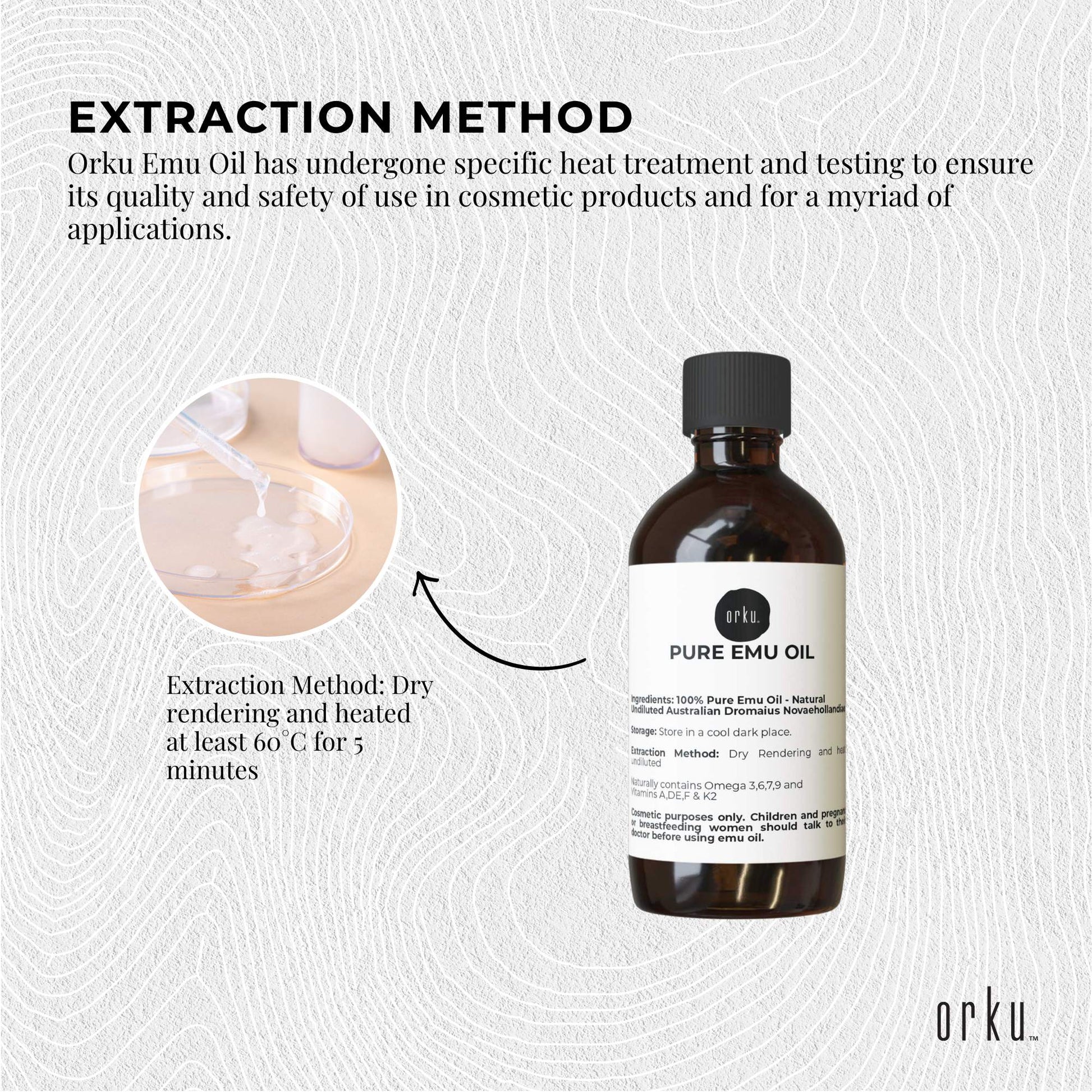 Orku 100ml Pure Emu Oil - Natural Undiluted Australian Dromaius Novaehollandiae V238-SUPDZ-40881376591952