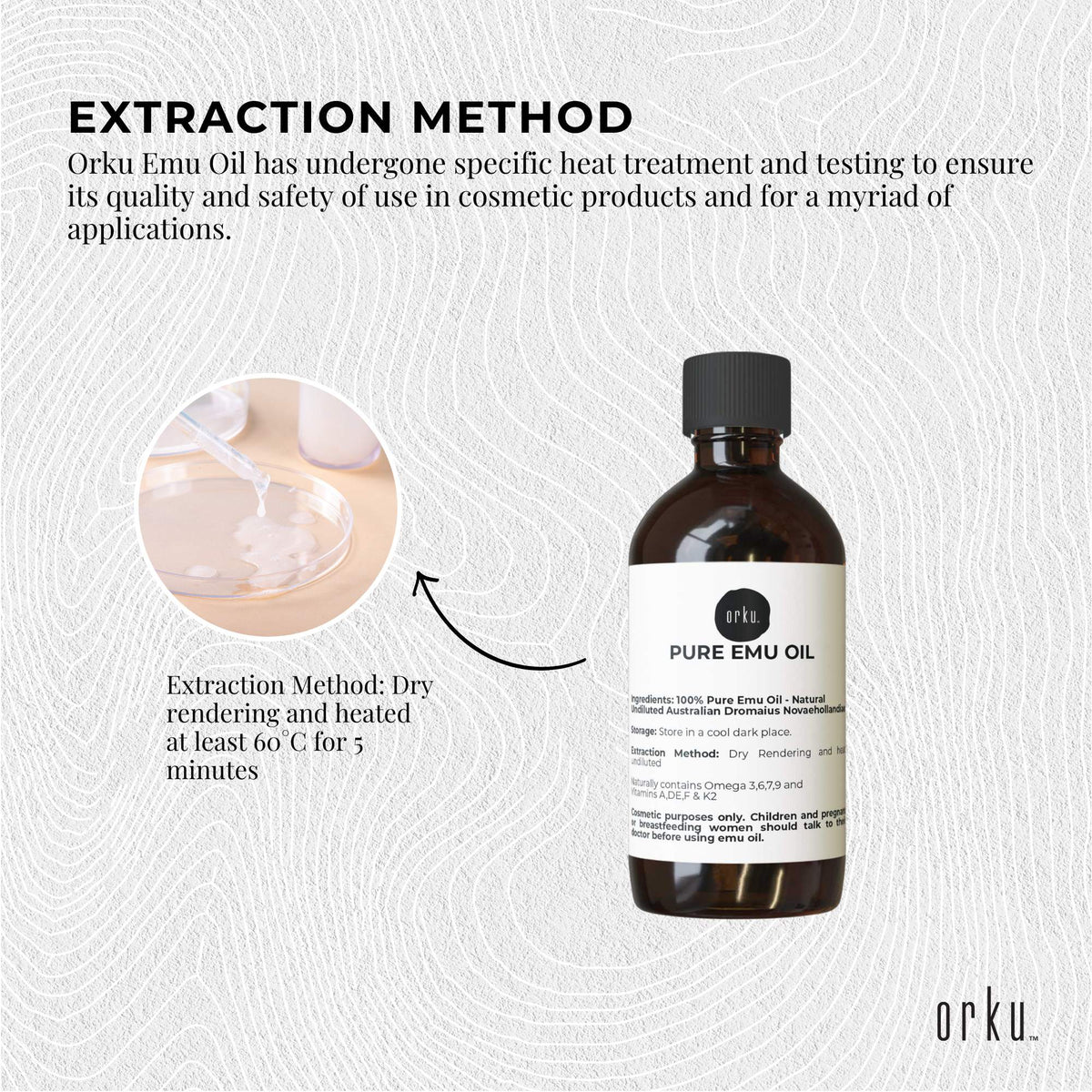 Orku 100ml Pure Emu Oil - Natural Undiluted Australian Dromaius Novaehollandiae V238-SUPDZ-40881376591952