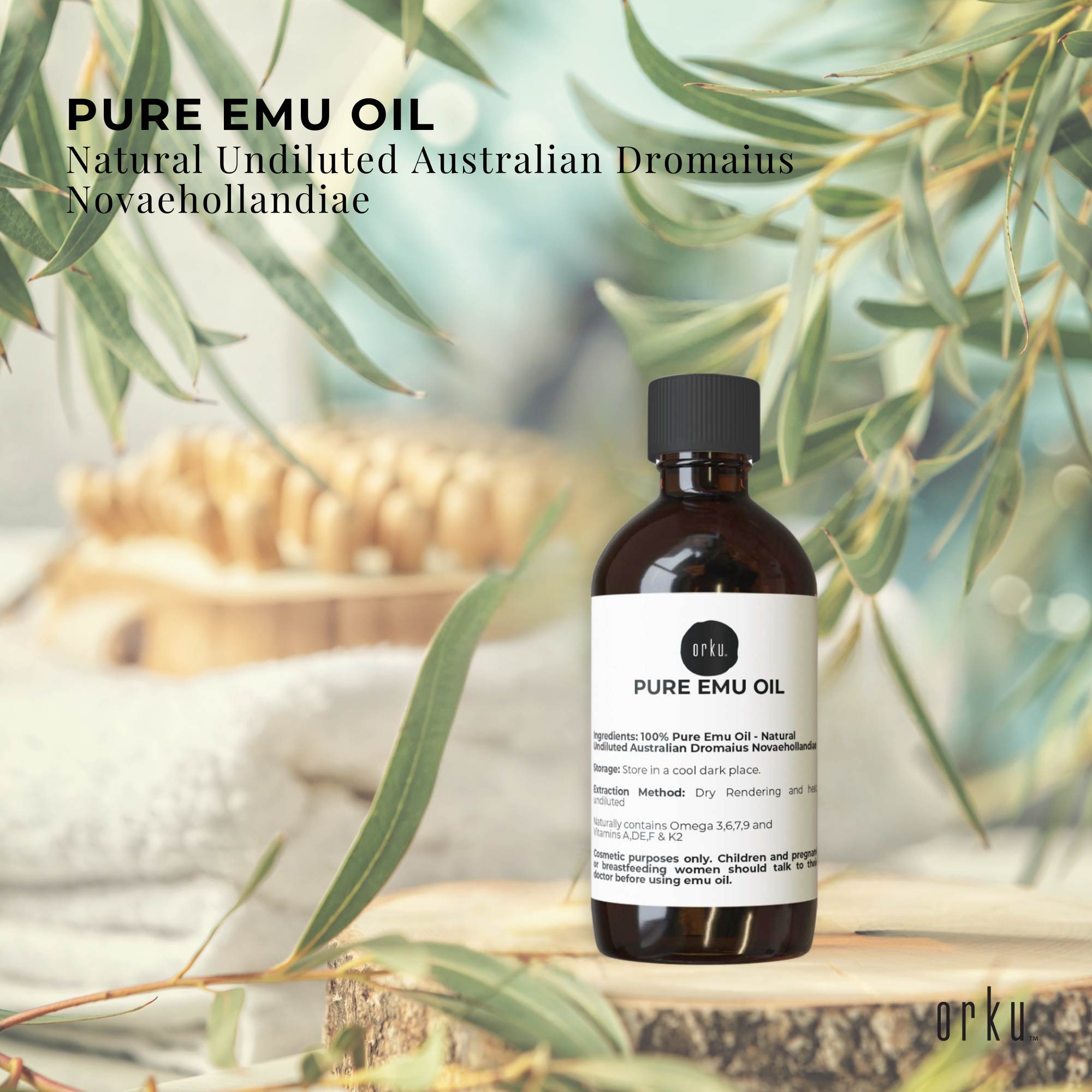Orku 250ml Pure Emu Oil - Natural Undiluted Australian Dromaius Novaehollandiae V238-SUPDZ-40881379278928