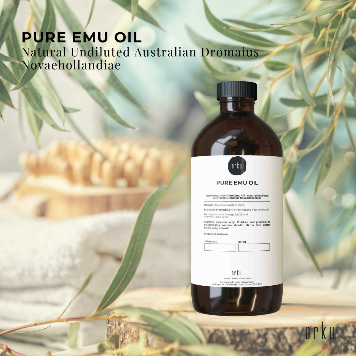 Orku 1L Pure Emu Oil - Natural Undiluted Australian Dromaius Novaehollandiae V238-SUPDZ-40881380065360