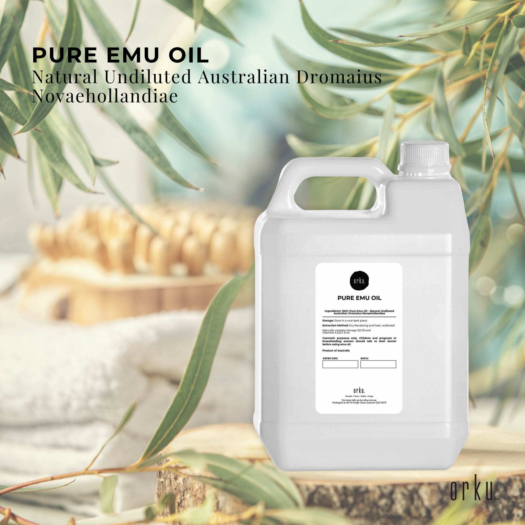 Orku 5L Pure Emu Oil - Natural Undiluted Australian Dromaius Novaehollandiae V238-SUPDZ-40881380294736